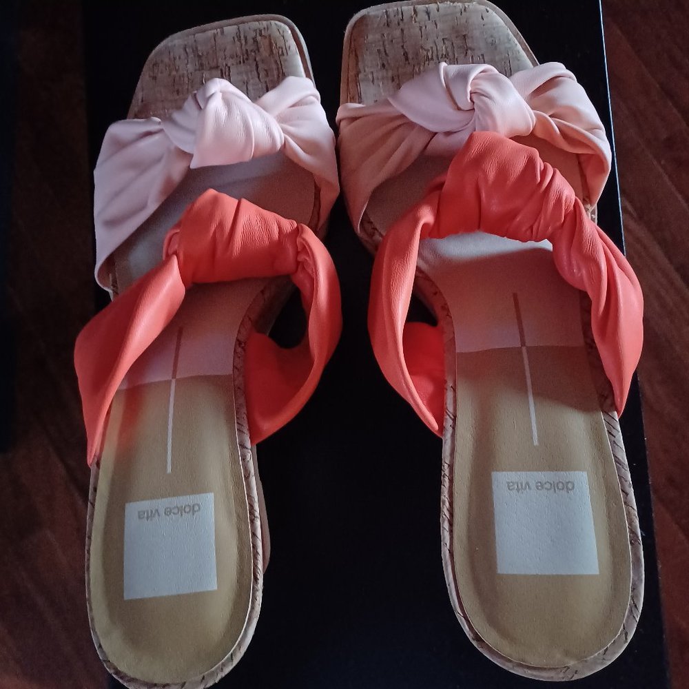 DOLCE VITA STELLA NOBLE WOMENS SANDALS - PINK/TAN FAUX LEATHER SIZE 10 EX COND